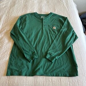 Carhartt Men's Forest Green Long Sleeve Henley with Pocket